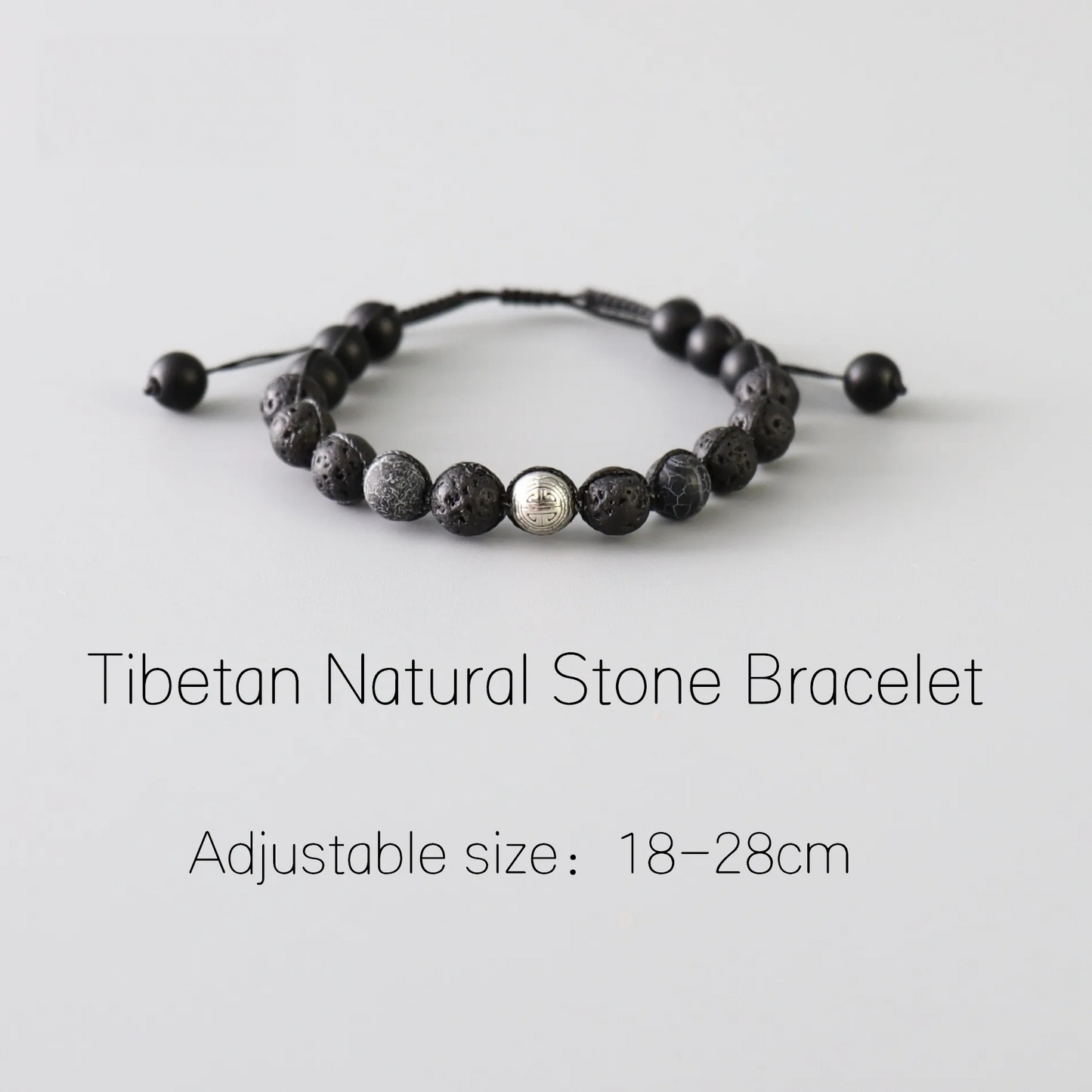 Handmade Tibetan Blessed Black Onyx for "Protection & Inner Strength" with Om Mani Padme Hum Charm