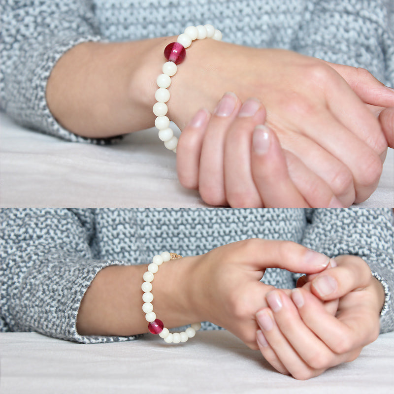 Buddhist Handcrafted Nature Sandalwood Bracelet for "Devotion & Diligence" (made with Organic White Bodhi & Rudraksha Seeds)