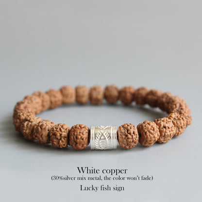 Buddhist Handcrafted Nature Sandalwood Veneration Prayer Bracelet (Organic Rudraksha Seeds)