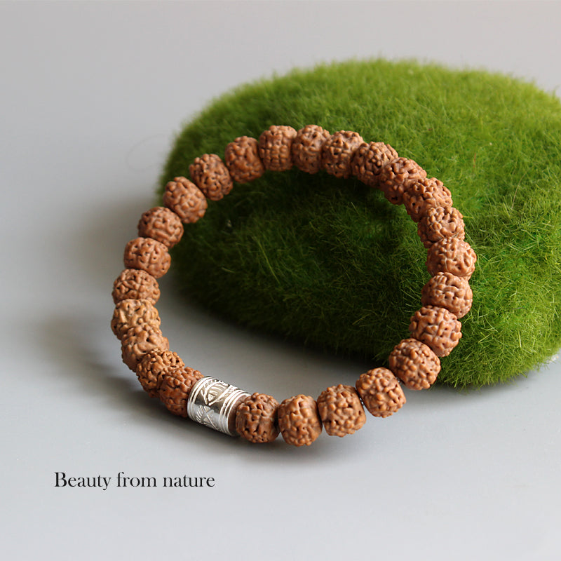 Buddhist Handcrafted Nature Sandalwood Veneration Prayer Bracelet (Organic Rudraksha Seeds)