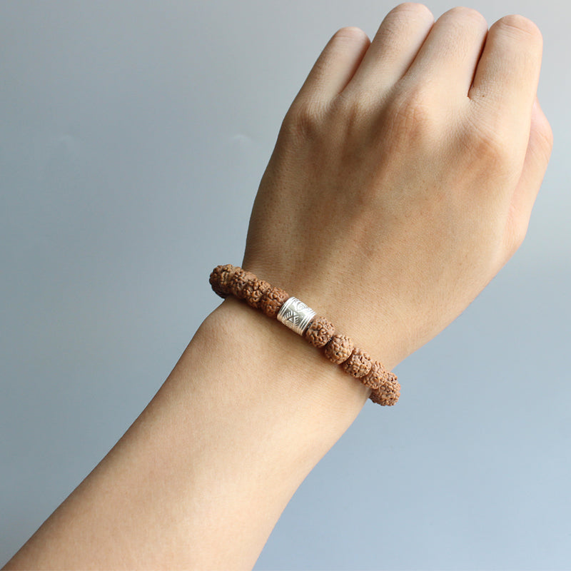 Buddhist Handcrafted Nature Sandalwood Veneration Prayer Bracelet (Organic Rudraksha Seeds)