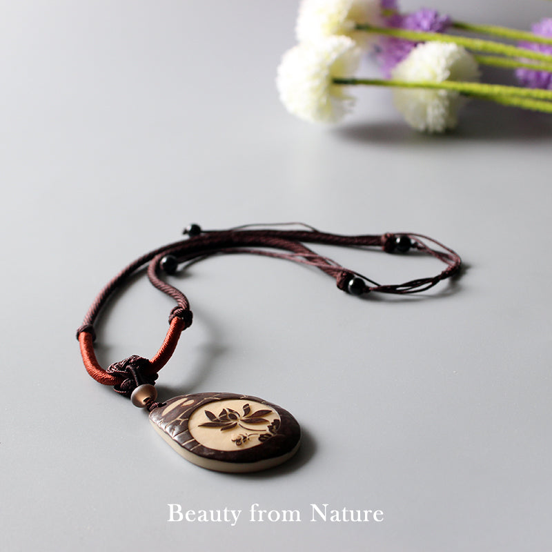 Solace Lotus Necklace (Tagua Nut)