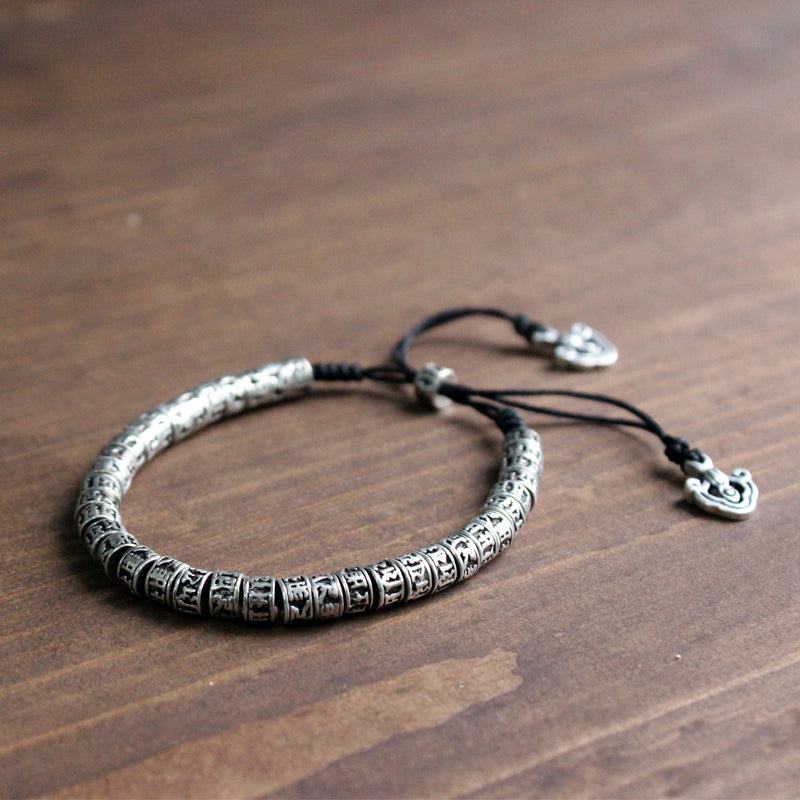 Traditional Tibetan Brass Bracelet (White Copper)