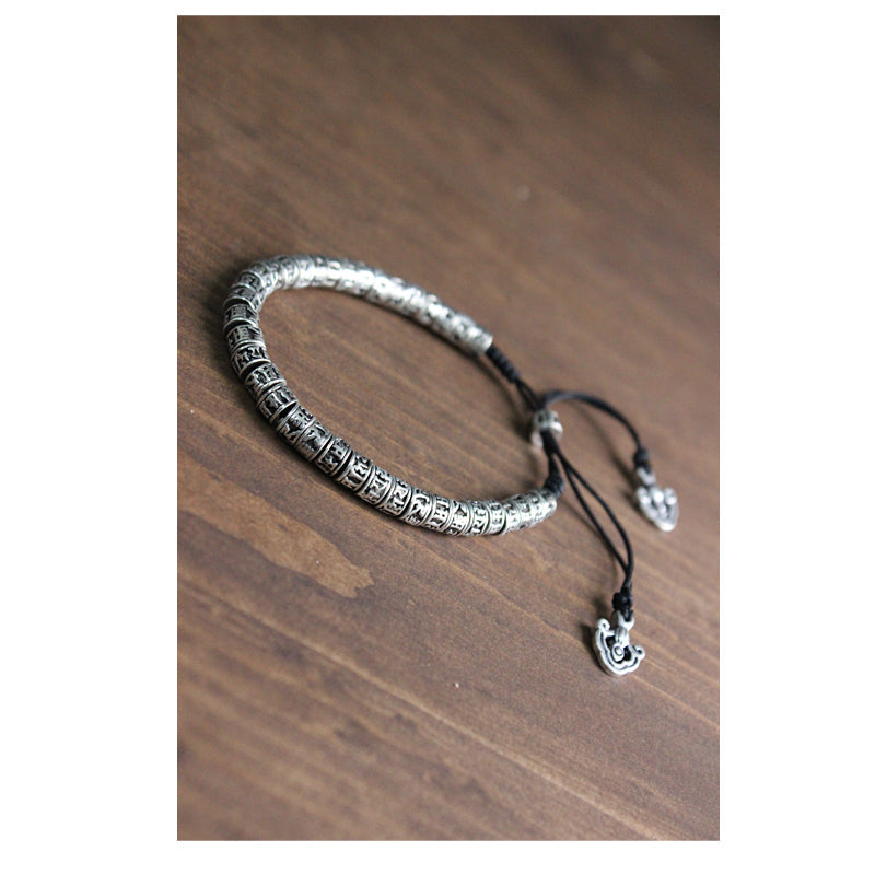 Traditional Tibetan Brass Bracelet (White Copper)