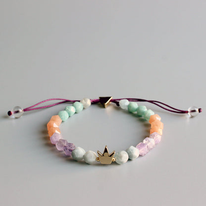 Royal Gemstone Chakra Bracelet (Pure Crystal, Amethyst, and Matte Amazonite)
