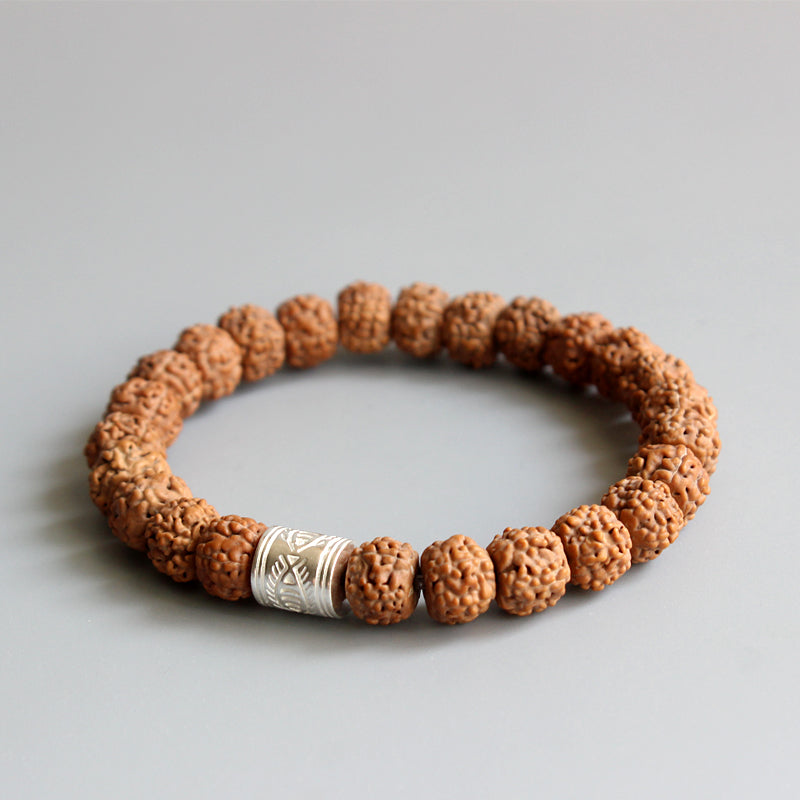 Buddhist Handcrafted Nature Sandalwood Veneration Prayer Bracelet (Organic Rudraksha Seeds)