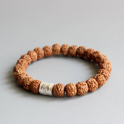 Buddhist Handcrafted Nature Sandalwood Veneration Prayer Bracelet (Organic Rudraksha Seeds)